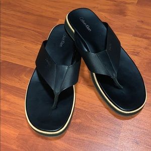 Calvin Klein black leather sandals. Size 13